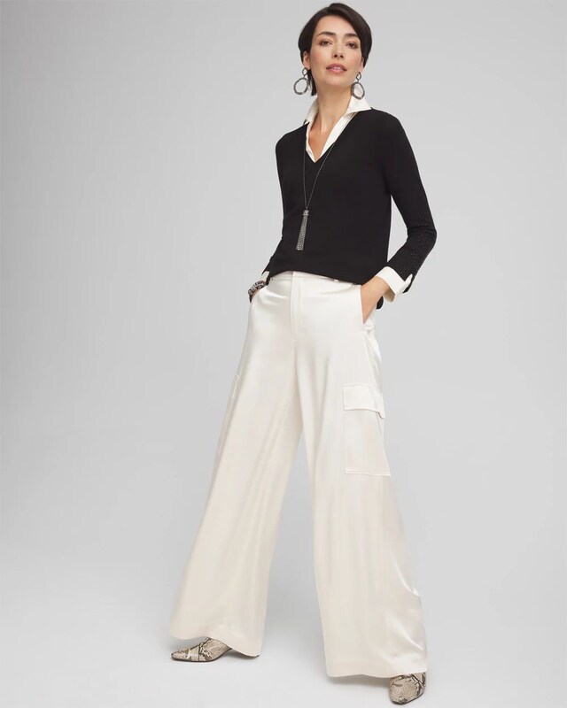 Sequin Built-In Shirt Knit Sweater - image 2